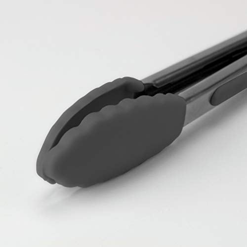 Tovolo Stainless Steel Handled Turner Wide Silicone, Mini Tongs, Charcoal