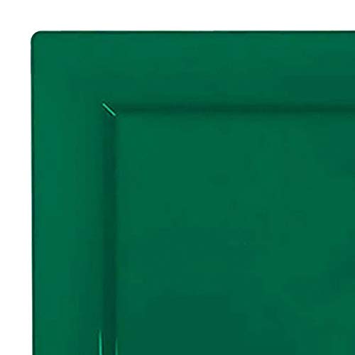 Kaya Hunter Green Plastic Square Dinner Plates (Pack Of 10) 9.5'' - Vibrant & Disposable Tableware, Perfect For Events, Holiday