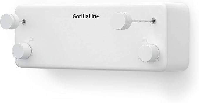 Gorillaline Heavy Duty Retractable Clothesline, 13.9Ft Stainless Steel, Wall Mounted, White