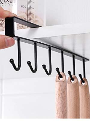 Purchase Zone Iron Cup Holder Under Cabinet 6 Hook Coffee Cup Mug Holder For Kitchen, Drilling Free Coffee Cups Holder Kitchen U