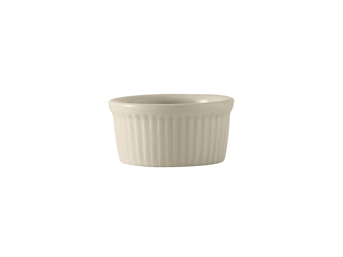 Tuxton China Bex-0352 Ramekin, 3-1/2 Oz., 3-1/4'' Dia. X 1-5/8''H, Round, Fluted, Microwave & Dishwasher Safe, Oven Proof, Fully