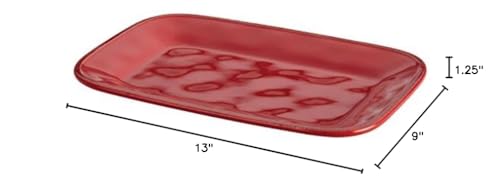 Rachael Ray Cucina Stoneware Platter, 8-Inch x 12-Inch, Cranberry Red, Model 57232