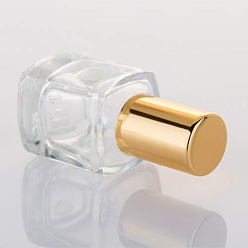 Square Glass Essential Oils Roller Bottle, 5Ml Perfume Essential Oil Bottles Refillable Thick Glass Mini Bottles With Stainless