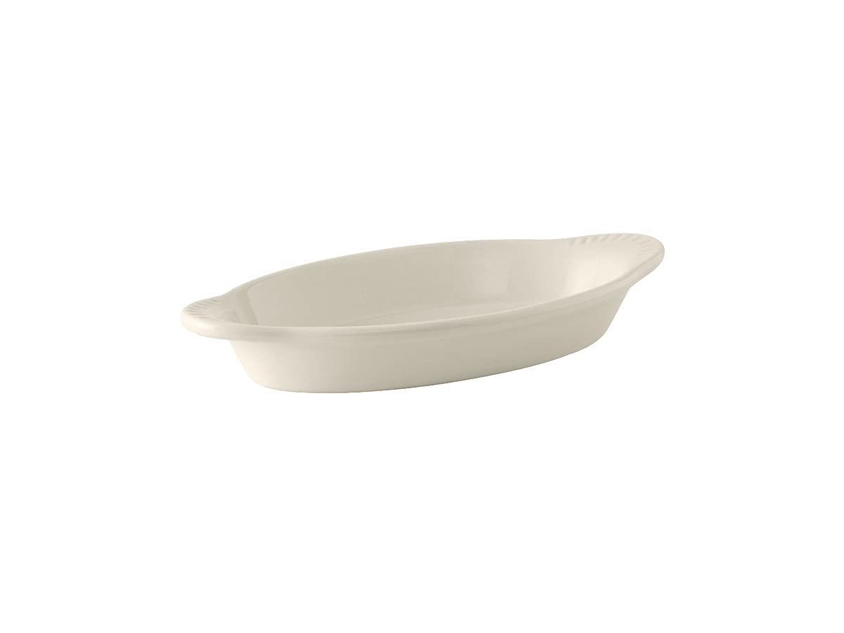 Tuxton China BEN-080 Welsh Rarebit, 8 oz., 8-1/8 x 4-3/8 x 1-1/4H, Oval, Microwave and Dishwasher Safe, Oven Proof, Fully Vitrif