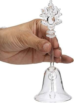 Bhaskar Enterprises || Ganesh Bell Round Festive Divine Melodious Sound Ringing Bell (Pooja Ghanti) (- Polished) Glass Pooja Bel