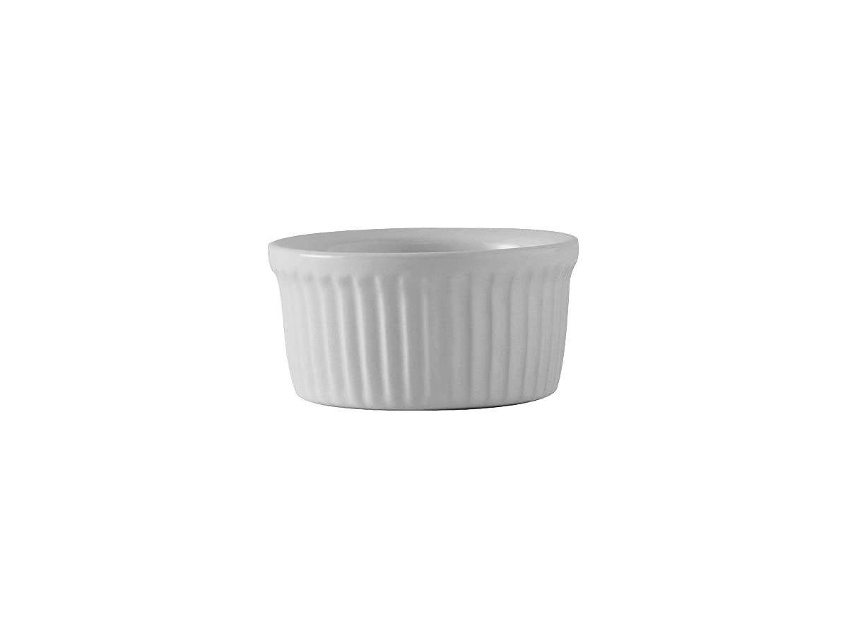 Tuxton China BWX-0352 Ramekin, 3-1/2 oz., 3-1/4 Dia. x 1-5/8H, Round, Fluted, Microwave & Dishwasher Safe, Oven Proof, Fully vit