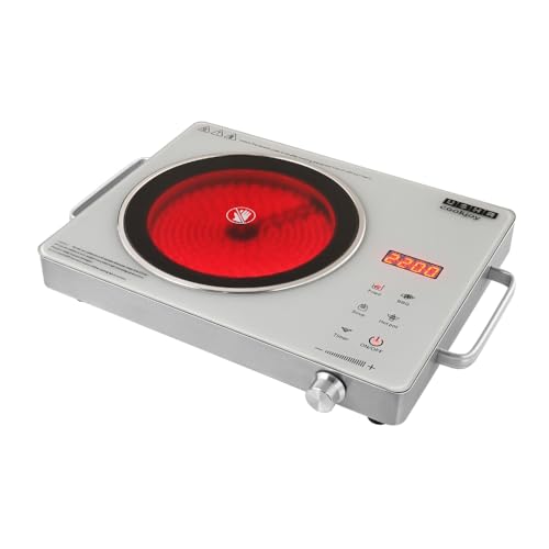 Usha Ir2200Tcw Infrared Induction Cooktop With Grill | 2200 Watts | 11 Power Level | 4 Preset Menu | Feather Touch Controls | Di