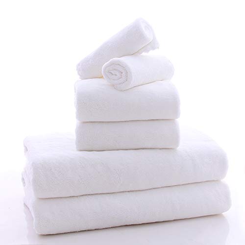 MOONQUEEN Ultra Soft Towel Set - Quick Drying - 2 Bath Towels 2 Hand Towels 2 Washcloths - Microfiber Coral Velvet Highly Absorbent Towel for Bath Fitness  Sports  Yoga  Travel (White  6 Pieces)
