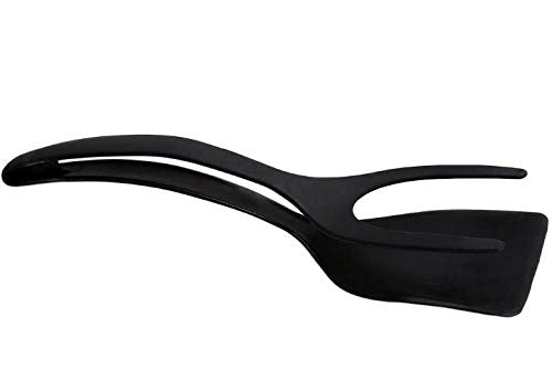Unique Cart Fried Egg Double Spatula, NonStick Food Clip 2In1Silicone Egg Turner Pancake Bread Clamp Barbecue Shovel Tongs Fo