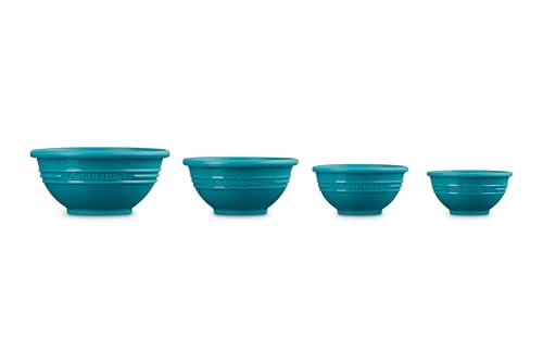 Le Creuset Fa205-17 T Silicone Prep Bowls, 1/4C, 1/3C, 1/2C & 1 Cup, Caribbean