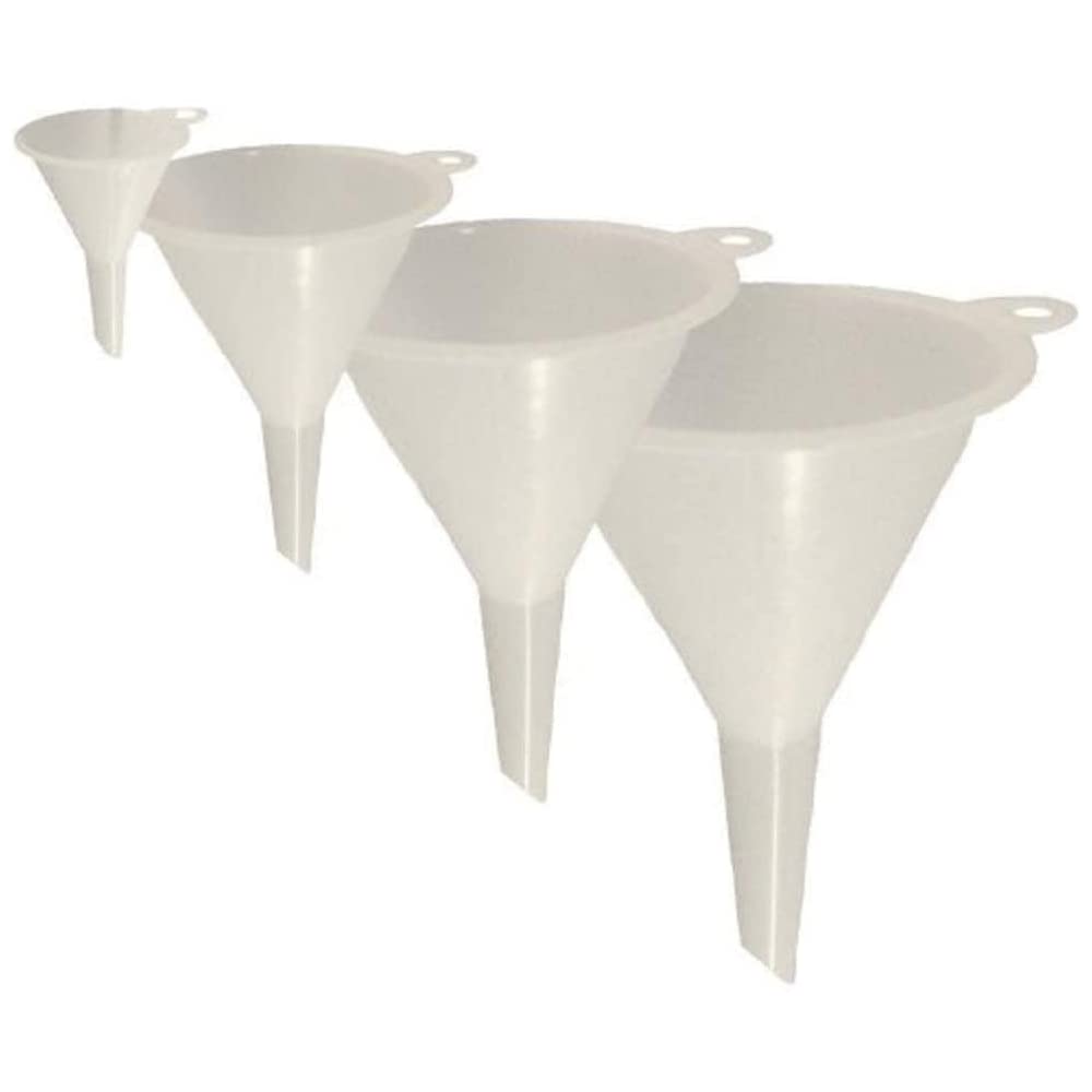 Chef Craft Set Of 4 General Purpose Plastic Assorted Sizes Nested Funnel Set, White