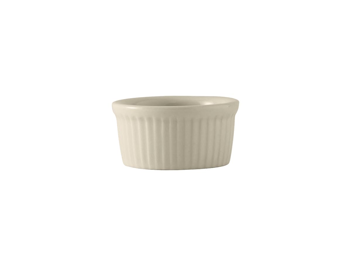 Tuxton China Bex-0252 Ramekin, 2-1/2 Oz., 3'' Dia. X 1-1/2''H, Round, Fluted, Microwave & Dishwasher Safe, Oven Proof, Fully Vit