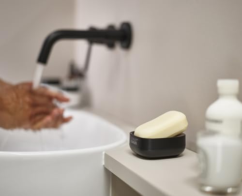 Joseph Joseph Bathroom Slim, Compact, Soap Dish Holder With Non-Slip Base, Matt Black