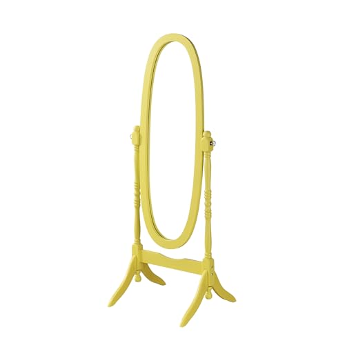 Roundhill Furniture Traditional Queen Anna Style Wood Floor Cheval Mirror, Yellow