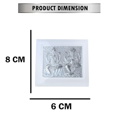 Shijpik 999 Pure Silver 8X6Cm Laxmi & Ganesh Frame, Home Decor, Murti, Silver Gift Item, Statue Suitable To Store In Pooja Room,