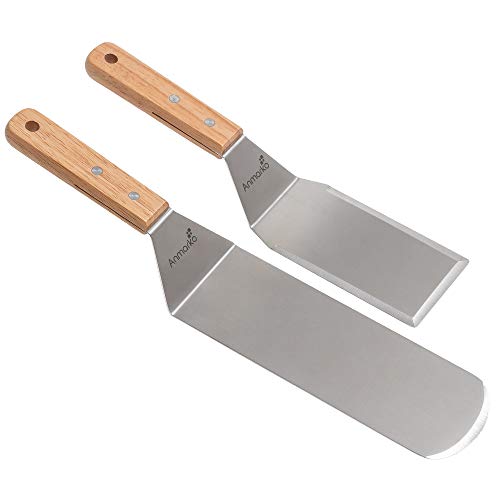Metal Spatula Set - Griddle Long Spatula - Teppanyaki Spatulas - Griddle Scraper And Pancake Flipper Or Hamburger Turner - Stain
