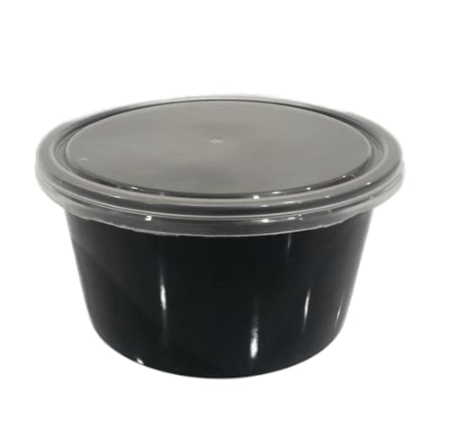 Hriday Foods Serving Dil Se 500 Ml Black Round Container With Air Tight Transparent Lid:Set Of 25 - Microwave Safe, Reusable Pla