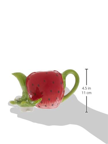 Cosmos Gifts Strawberry Ceramic Teapot, 5-1/4-Inch