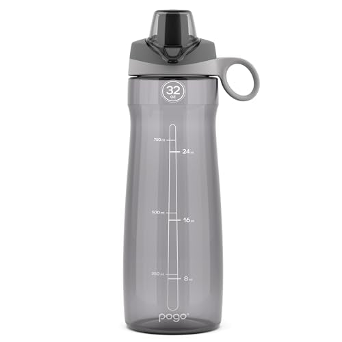 Pogo Bpa-Free Tritan Plastic Water Bottle With Chug Lid, 32 Oz, Grey