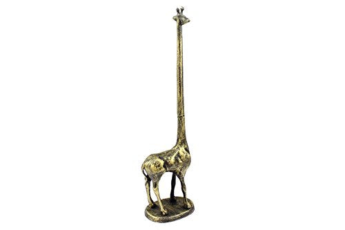 Handcrafted Nautical Decor Rustic Gold Cast Iron Giraffe Extra Toilet Paper Stand 19'' - Cast Iron Bathroom