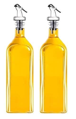 Avora Oil Dispenser For Kitchen 1 Litre Glass  Clear, 1000 Ml, Pack Of 2 (Clear)
