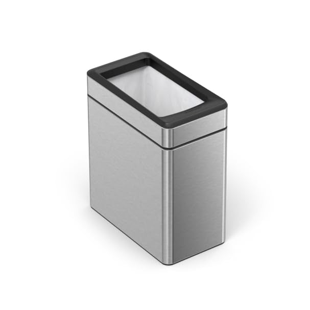 Simplehuman 10 Liter / 2.6 Gallon Profile Open Trash Can, Brushed Stainless Steel