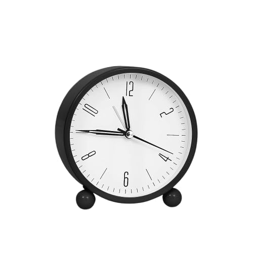 Eopzo Analog Alarm Clock 4-Inch Super Silent Non-Ticking Small Clock With Night Light | Battery Operated Simple Design Bedside T
