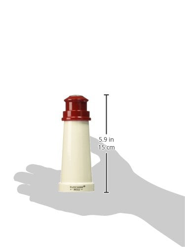 Fletchers' Mill Lighthouse Salt Shaker, White/Red - 6 Inch, Adjustable Coarseness Fine To Coarse, Made In U.S.A.