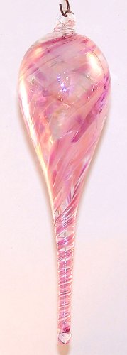 Friendship Ball Twisted Spike Pink and Rose Glass Kugel Ornament by Iron Art Glass Designs