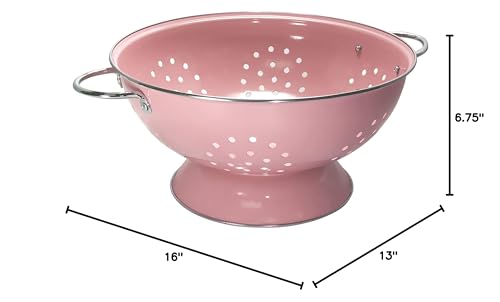 Reston Lloyd Food Prep Strainer Metal Colander, 7 Quart/ 224Oz/ 6.6 L, Pink