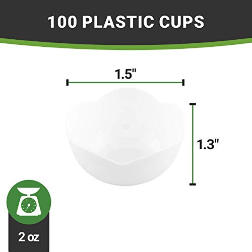 Restaurantware 2 Ounce Disposable Dessert Cups 100 Mini Appetizer Cups - Flower Shape Attractive White Plastic Mini Ice Cream Bo