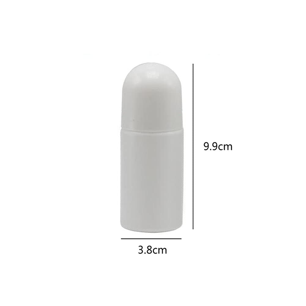 4Pcs (50Ml / 1.69Oz) White Roller Bottle Empty Plastic Body With Roller Diy Roll-On Deodorant Bottles
