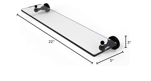 Wp-1/22-Bkm Waverly Place Collection 22 Inch Glass Vanity Shelf With Beveled Edges, Matte Black
