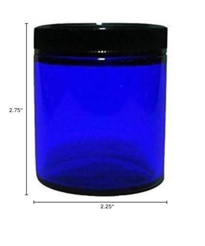 Perfume Studio? Straight Sided 4oz Cobalt Blue Glass Jar with Black BPA Free Ribbed Black Cap for Cosmetics Solutions