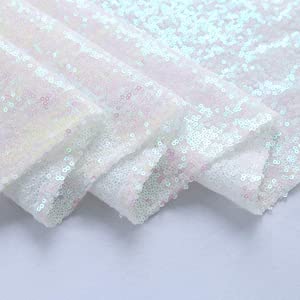 Jyflzq White Iridescent Sequin Tablecloth 50 X 50 Square Sparkly Drape Table Cloths Table Cover Overlay For Wedding Birthday Par