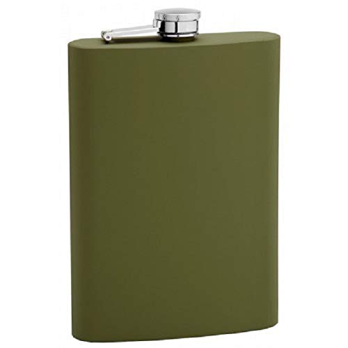 Top Shelf Flasks 12 oz. Green Rubberized NO SLIP Coated Hip Flask, Heavy Duty
