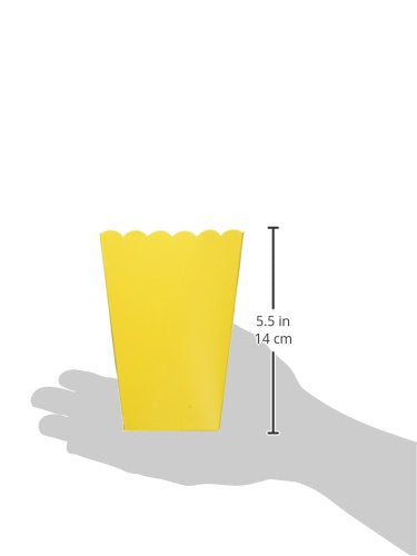 Adorable Yellow Sunshine Small Scalloped Popcorn Box - 5.25'' X 3.75'' (5 Pieces) - Ideal For Birthday, Party Favors, Celebratio