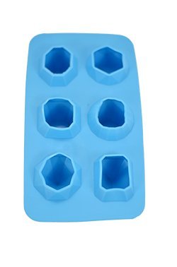 Fairly Odd Novelties Jewels Diamond Gem Flexible Shape 6 Ice Cube Tray Mold Blue Rubber Novelty Gag Gift, One Size