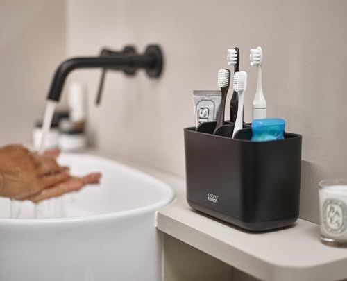 Joseph Joseph Easy-Store - Toothbrush Holder Caddy, Bathroom Storage, Large, Matt Black