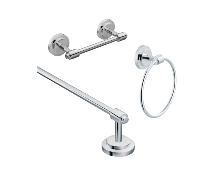 Moen Dn0793Ch Iso Chrome Pivoting Paper Holder Towel Ring Towel Bar Chrome