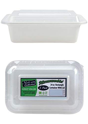 Premium Deep Rectangle White Containers - 7'' X 5'' (Pack Of 5) - Durable Plastic Material - Ideal For Meals, Parties & Storage