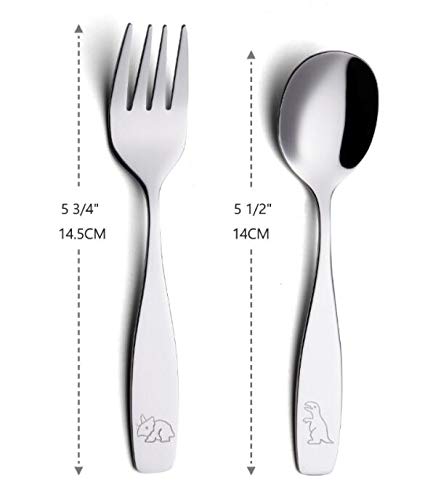 ANNOVA Children's Flatware 6 Pieces Set - Stainless Steel Silverware 3 x Safe Forks, 3 x Dinner Spoons - Kids Toddler Utensils L