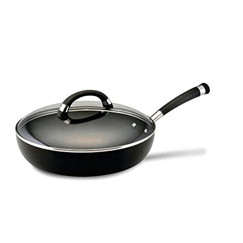 Circulon 82687 Espree Hard Anodized Nonstick Deep Frying Pan / Fry Pan / Skillet With Lid And Helper Handle - 12 Inch, Black