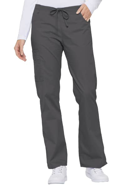 Dickies Womens Signature Mid Rise Drawstring Cargo Medical Scrubs Pants, Pewter, Medium Tall Us