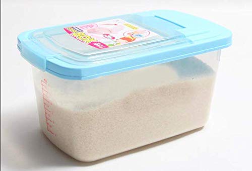 Homies International Plastic Rice Cereal Storage Barrels Dispenser Container Jar Box Pail Bucket With Shelf (Random Colour, 36.5