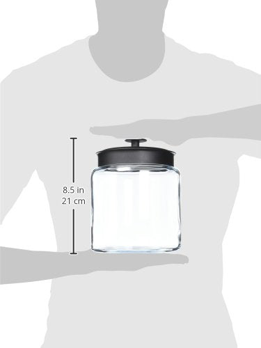 Anchor Hocking 96 Ounce Mini Montana Glass Jar With Lid (4 Piece, Black Metal, Dishwasher Safe)