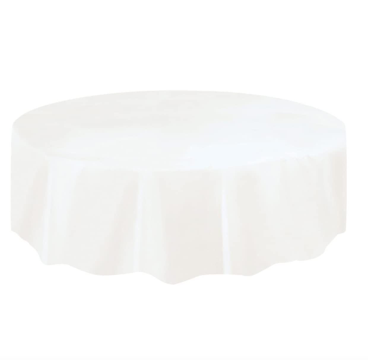 Round Plastic Table Cover - 84'', White, 1 Pc