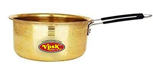 Vpsk Brass Hammered, Polished Sauce Pan With Handle, 1.5 Liter, 1 Piece (Golden)