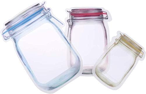 Atha Food Saver Storage Bags Mason Jar Pattern Reusable Portable Stand Up Zipper Bags Snack Container Leakproof Package Bag Matt