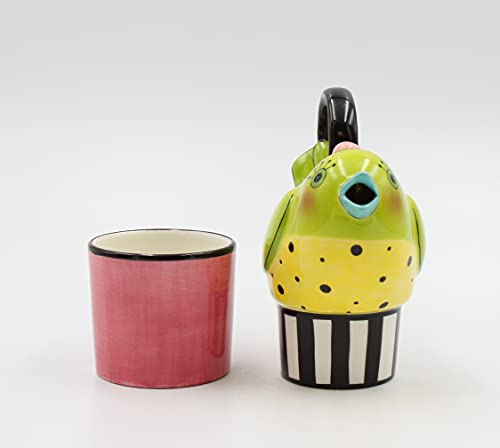 Appletree 6-7/8-Inch Ceramic Green Bird Tea For One